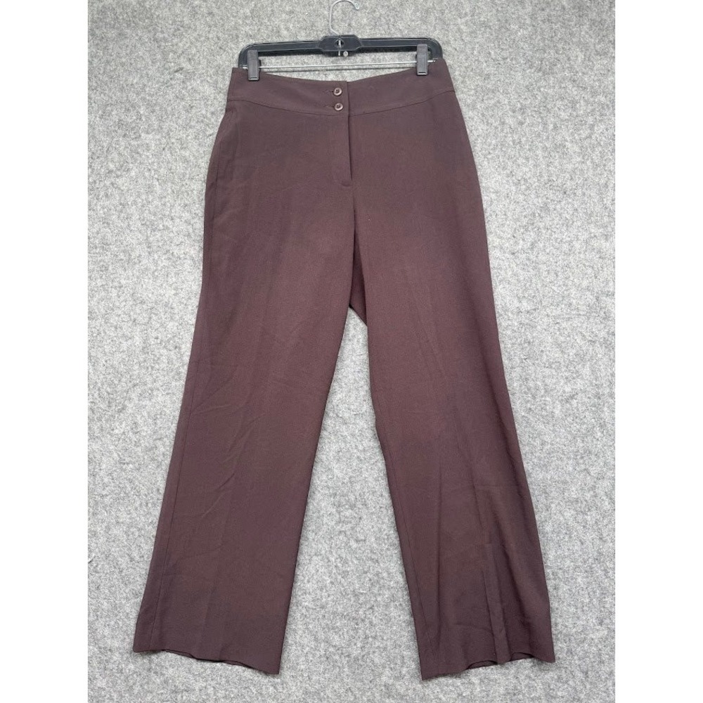 Haggar Womens Brown Wide Leg Dress Pants High Rise Short‎ Size 8 Short Stretch